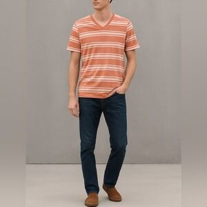 Gap Orange/White Short Sleeve V-Neck Shirt